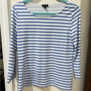 Talbots Blue and White Striped Long Sleeve Tee